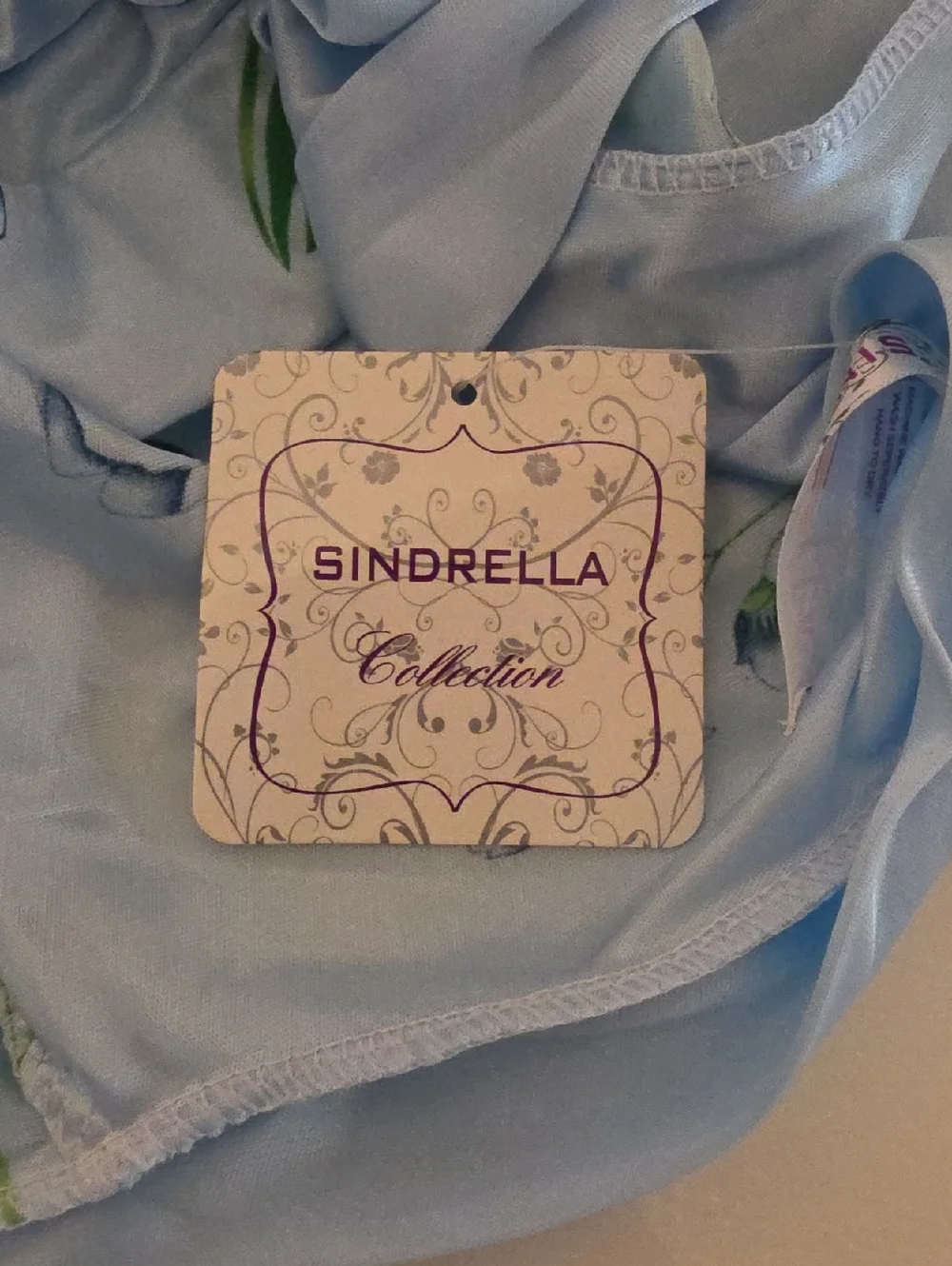 Sindrella Light Blue Floral Satin Robe & Nightgown Set -Elegant Lounge Wear XXXL
